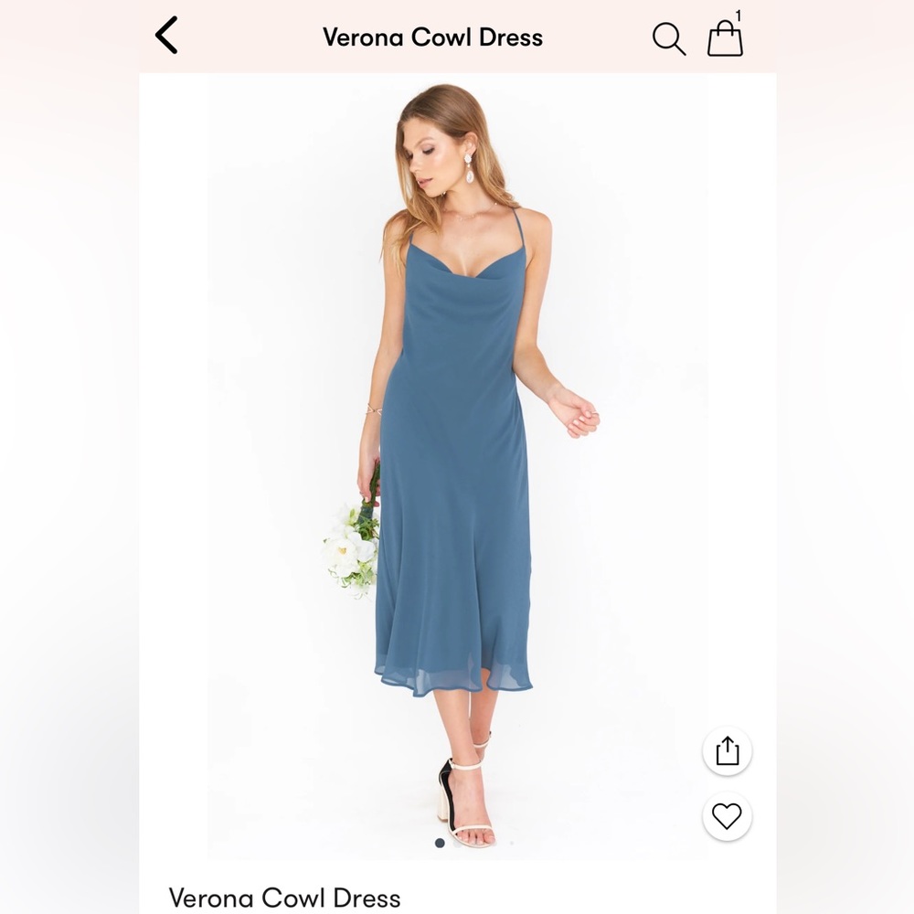 Show Me Your Mumu verona cowl dress in slate blue chiffon